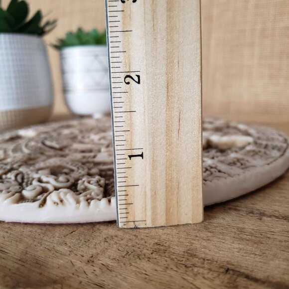 Vintage Hand Carved Aztec Mayan Sun Stone Calendar Round Wall Plaque Mexicana - Picture 10 of 15